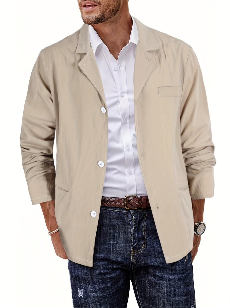 Men's Casual Linen Cotton Jacket Outerwear - Image 3