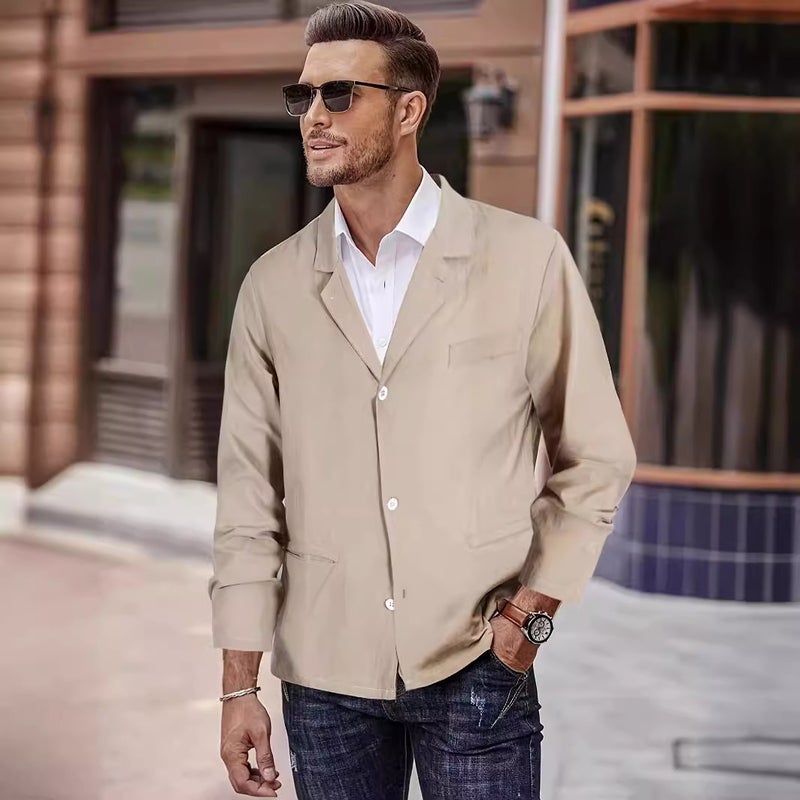Men's Casual Linen Cotton Jacket Outerwear - Image 1