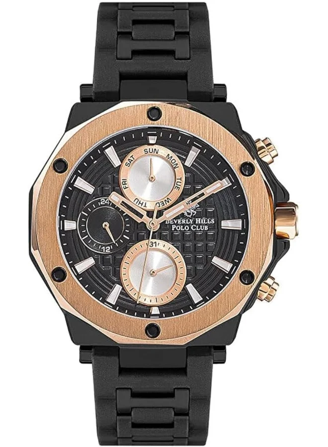 بيفرلي هيلز بولو كلوب Men's Quartz Movement Watch, Chronograph Display and Silicone Strap - BP3152X.851, Black