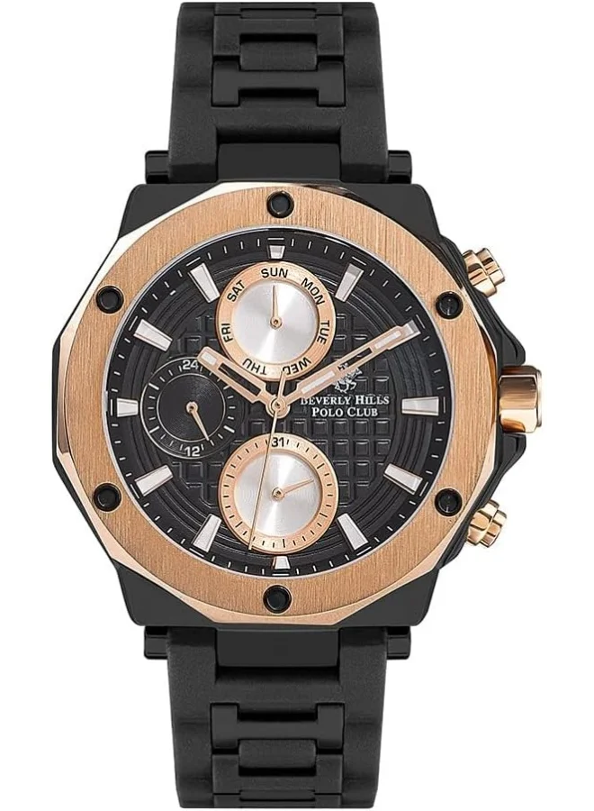 بيفرلي هيلز بولو كلوب Men's Quartz Movement Watch, Chronograph Display and Silicone Strap - BP3152X.851, Black