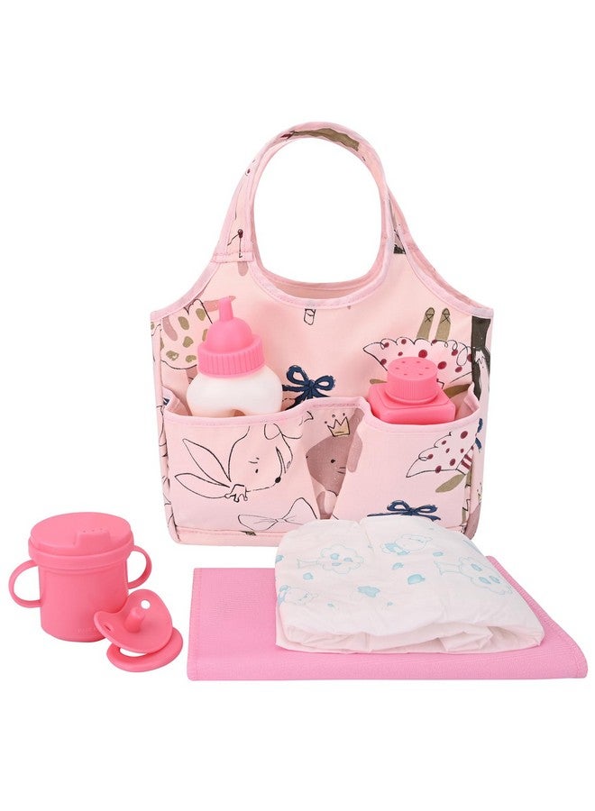 Bebamour Baby Doll Diaper Bag Set Baby Doll Bag Doll Changing Bag(Rabbit) - Image 4