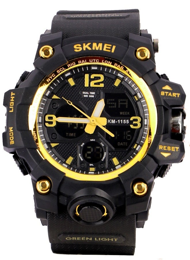 SKMEI Skmei Men’s Casual-Digital Watch -Black × Yellow Dial-Black Band Rubber  - Image 1