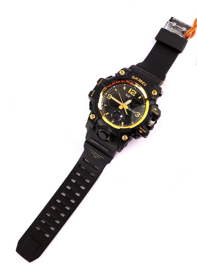 SKMEI Skmei Men’s Casual-Digital Watch -Black × Yellow Dial-Black Band Rubber  - Image 4