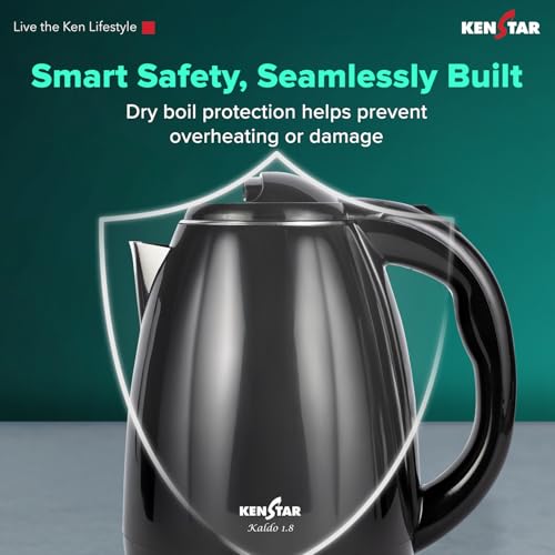 Kenstar KALDO 1.8 L Electric Kettle | 1350W | Cool-Touch Body | Concealed Heating Element | Dry Boil Protection | Black - Image 5
