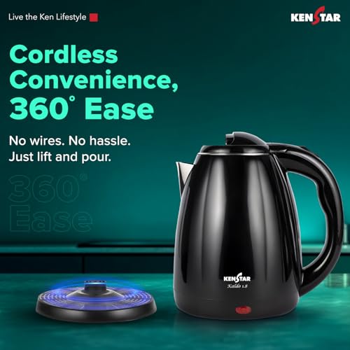Kenstar KALDO 1.8 L Electric Kettle | 1350W | Cool-Touch Body | Concealed Heating Element | Dry Boil Protection | Black - Image 4