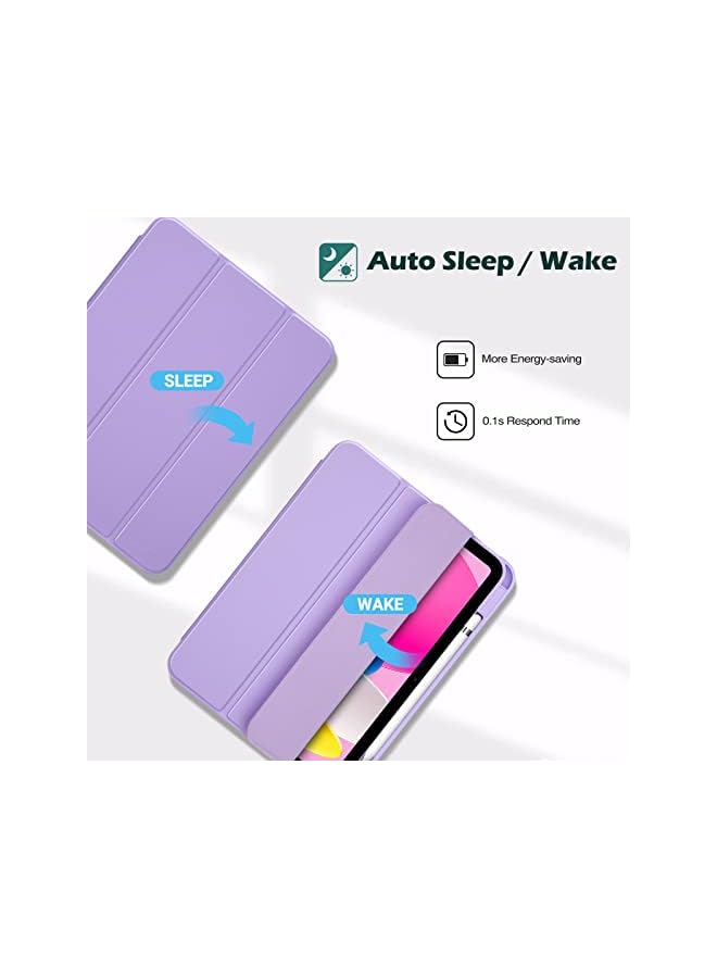 Procases for iPad 10th Gen Case with Pencil Holder 2022 iPad 10.9 Inch Case, Clear Transparent Back Shell Trifold Protective Cases Shockproof Cover for 2022 iPad 10th Gen A2696 A2757 A2777 -Purple - Image 4