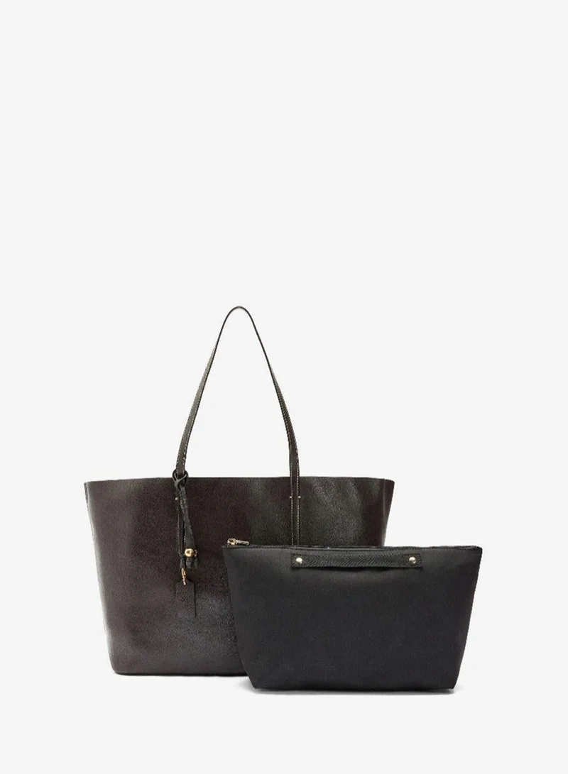 PARFOIS Brown Reversible shopper bag with removable pouch for Women | Best Price UAE