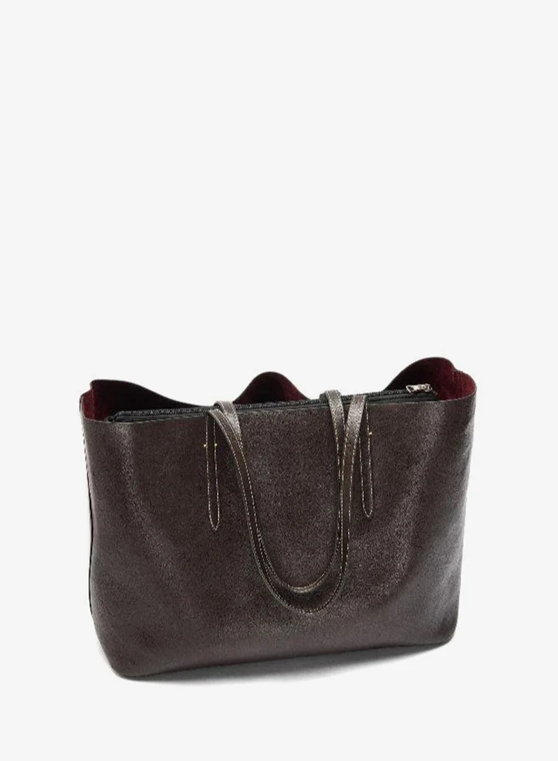 PARFOIS Brown Reversible shopper bag with removable pouch for Women | Best Price UAE