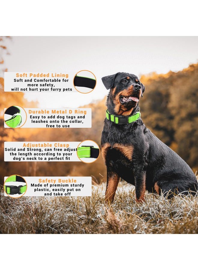 SAVITA 2 Pack Reflective Dog Collar with Safety Locking Buckle, Adjustable Soft Breathable Comfortable Nylon Pet Collar for Small, Medium and Large Dogs, Green, S - Image 2