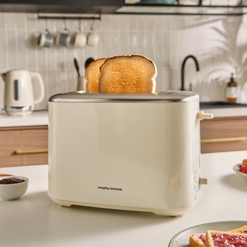 Morphy Richards Equip 2 Slice Toaster, Defrost and Reheat, Browning Controls, Variable Wide Slots, Removable Crumb Tray, 800W, Cream, 222065 - Image 2
