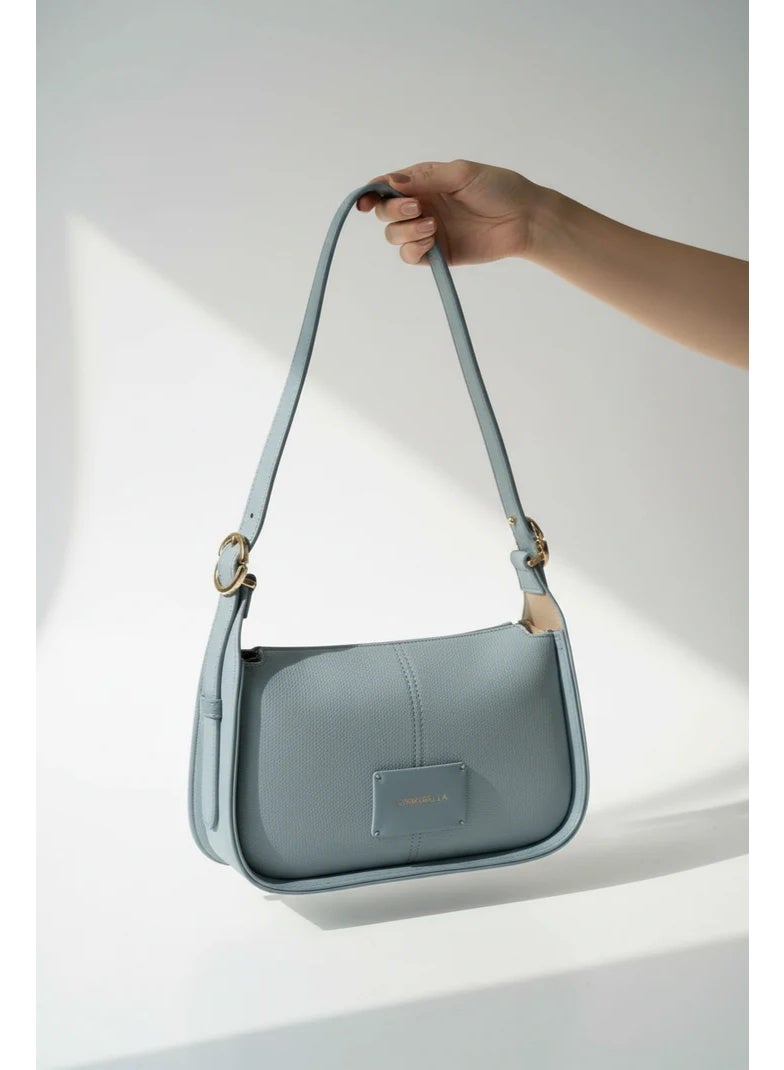 Chrisbella Blue Gray Luxury Shoulder Bag with Adjustable Sling & Matching Wallet – Elegant Textured Hobo Bag for Women - Image 2