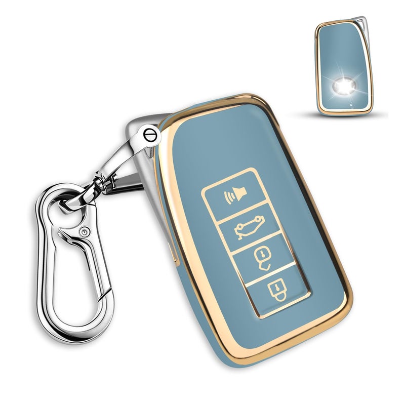 QBUC for Lexus TPU Key fob Cover Soft TPU Car Key Case Protector with Keychain Compatible with Lexus 2014Up RX is ES GS LS NX RS GX LX RC LCBlue