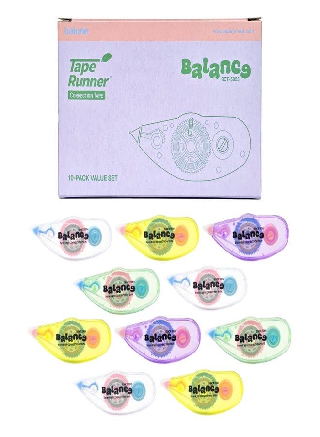 TAPE RUNNER Correction Tape - Instant Dry Correction Tape for Smooth, Precise Corrections | Korea’s #1 Manufacturer | Office & School Supplies | 5mm x 5m (0.19 in x 5.47 yds) | 10 Pack - Image 1