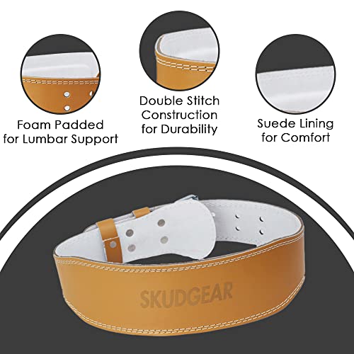 Skudgear Leather Weight Lifting Belt Unisex Comfortable & Adjustable Gym Back Support for Heavy weight Lifting - Image 3
