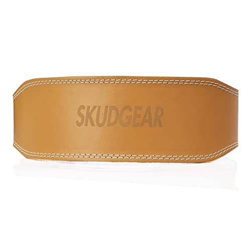 Skudgear Leather Weight Lifting Belt Unisex Comfortable & Adjustable Gym Back Support for Heavy weight Lifting - Image 1