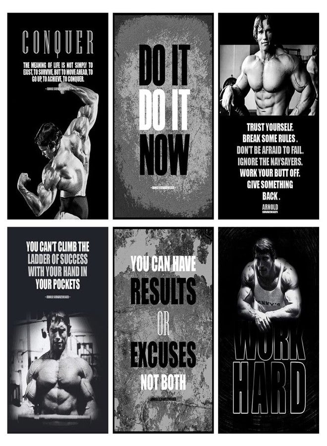 SWASUM Arnold Schwarzenegger Gym Motivational Wall Posters, (Pack of 6) Paper Print (18 inch X 12 inch, Each),Rolled - Image 1