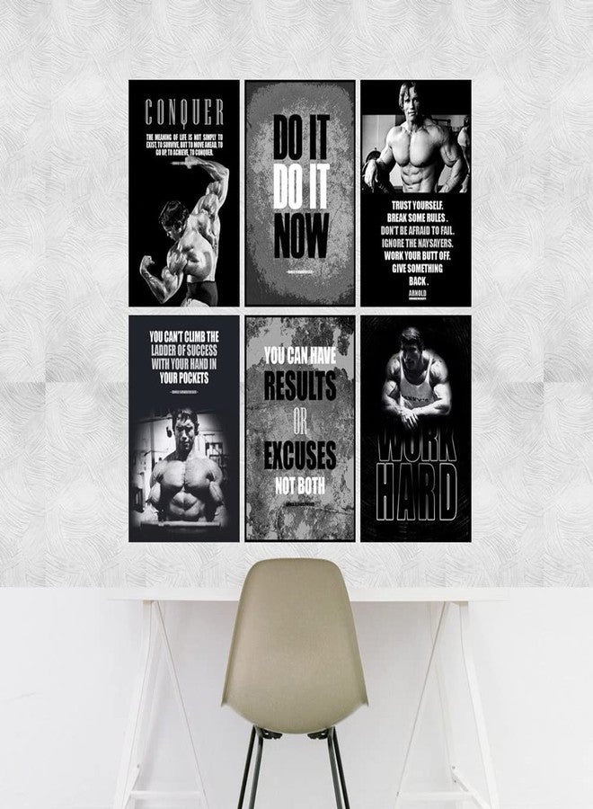 SWASUM Arnold Schwarzenegger Gym Motivational Wall Posters, (Pack of 6) Paper Print (18 inch X 12 inch, Each),Rolled - Image 2