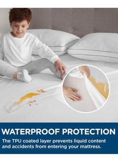 Asraar Water Proof Mattress Protector - Microfiber Extra Deep 30cm Fitted Sheet, Non-Noisy, Allergy-Free, Super Absorbent & Machine Washable Cover, Smooth Top Mattress Protector for Kids, Breathable Skin Friendly and Noiseless Fitted Sheet,  Size - 200 x 100 cm White  - Image 2