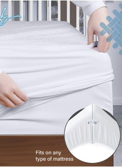 Asraar Water Proof Mattress Protector - Microfiber Extra Deep 30cm Fitted Sheet, Non-Noisy, Allergy-Free, Super Absorbent & Machine Washable Cover, Smooth Top Mattress Protector for Kids, Breathable Skin Friendly and Noiseless Fitted Sheet,  Size - 200 x 100 cm White  - Image 4