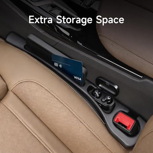 SARTE Car Seat Gap Filler Organizer Multifunction Console Side Storage Pocket Anti Slip Crevice Plug Front Seat Space Saver Car Phone Holder Interior Protector Car Organizer Accessory 2pcs Black - Image 2