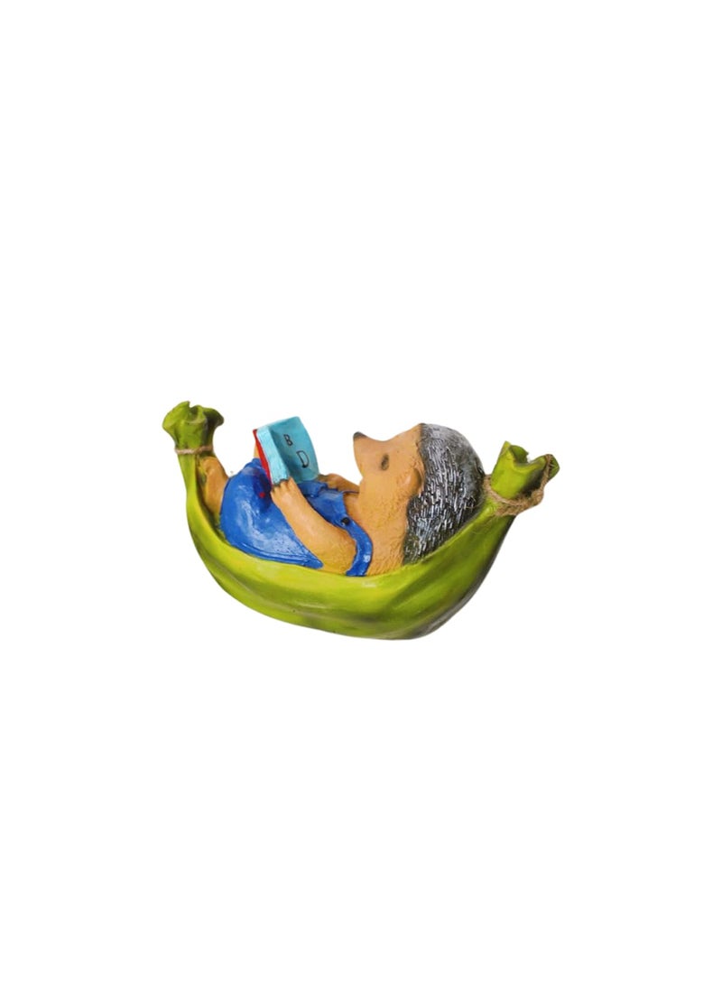 Wonderland Wonderland Multicolor Resin Hedgehog Hammock Reading Book Hanging Décor (Gifting, Home Decor, Kids Room Decor, 0.8kg, 11.1"L x 5.2"W x 6.5"H, 17.3" Rope H, Max 800g)  - Image 3
