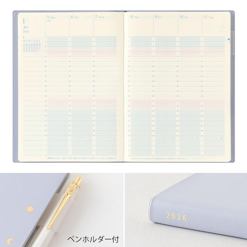 Designphil Midori Feel The Length of the Day 2026 B6 Weekly Limited Edition Bookmark Included Light Purple 22399006 (Starts on December 2025) - Image 3