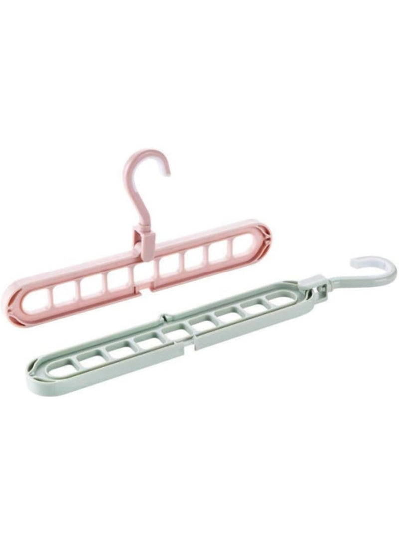 Magic multi-functional space-saving clothes organizer hanger with a new hook design and 9 slots (2 pieces)