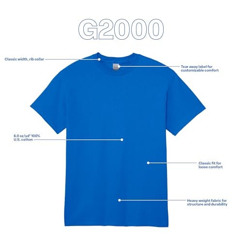 Gildan Adult Ultra Cotton T-Shirt, Style G2000, Multipack, Carolina Blue (12-Pack), Medium - Image 4