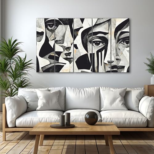 The Castle Decor Mosaic faces painting with frame 5 Big Size (27x48) Wall Art for living room,Bedroom,Drawing room,Hotels-Wooden Framed-Digital Painting - Image 1