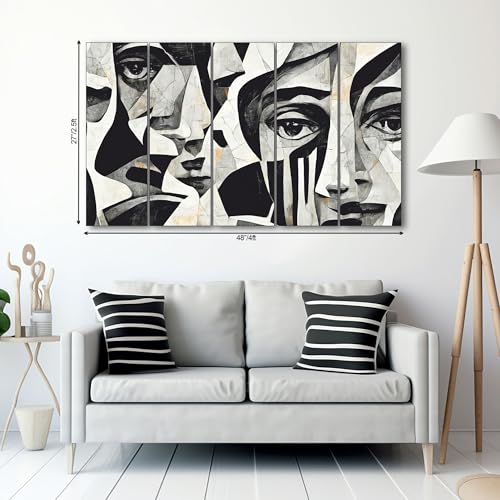 The Castle Decor Mosaic faces painting with frame 5 Big Size (27x48) Wall Art for living room,Bedroom,Drawing room,Hotels-Wooden Framed-Digital Painting - Image 2