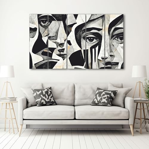 The Castle Decor Mosaic faces painting with frame 5 Big Size (27x48) Wall Art for living room,Bedroom,Drawing room,Hotels-Wooden Framed-Digital Painting - Image 3