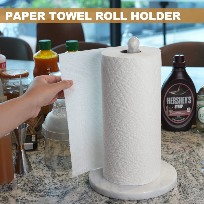 Koville African Natural Marble Paper Towel Holder Countertop, Genuine Stone Paper Towel Holder Stand for Kitchen Storage, for Standard or Jumbo-Sized Rolls(Namib Fantasy) - Image 5