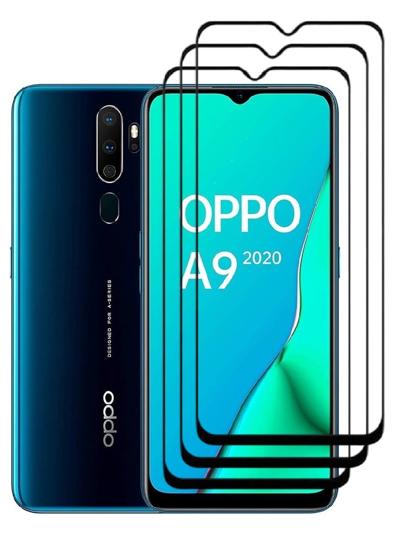 AINA 3 Pieces Tempered Glass Screen Protector 5D Designed For Oppo A9 (2020) Full Glue Edge to Edge Full Screen Coverage And Bubble Free - Image 1