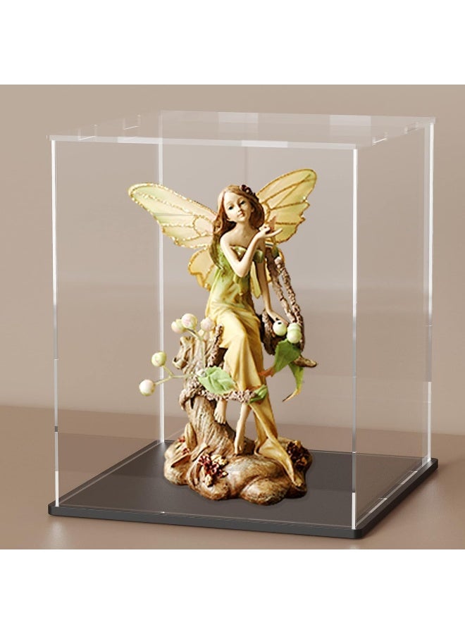 TPGP Acrylic Display Case With Black Acrylic Base, Simple Self-Assembly Acrylic Box, Tall Countertop Box For Collectibles (8X8X12 Inch) - Image 1
