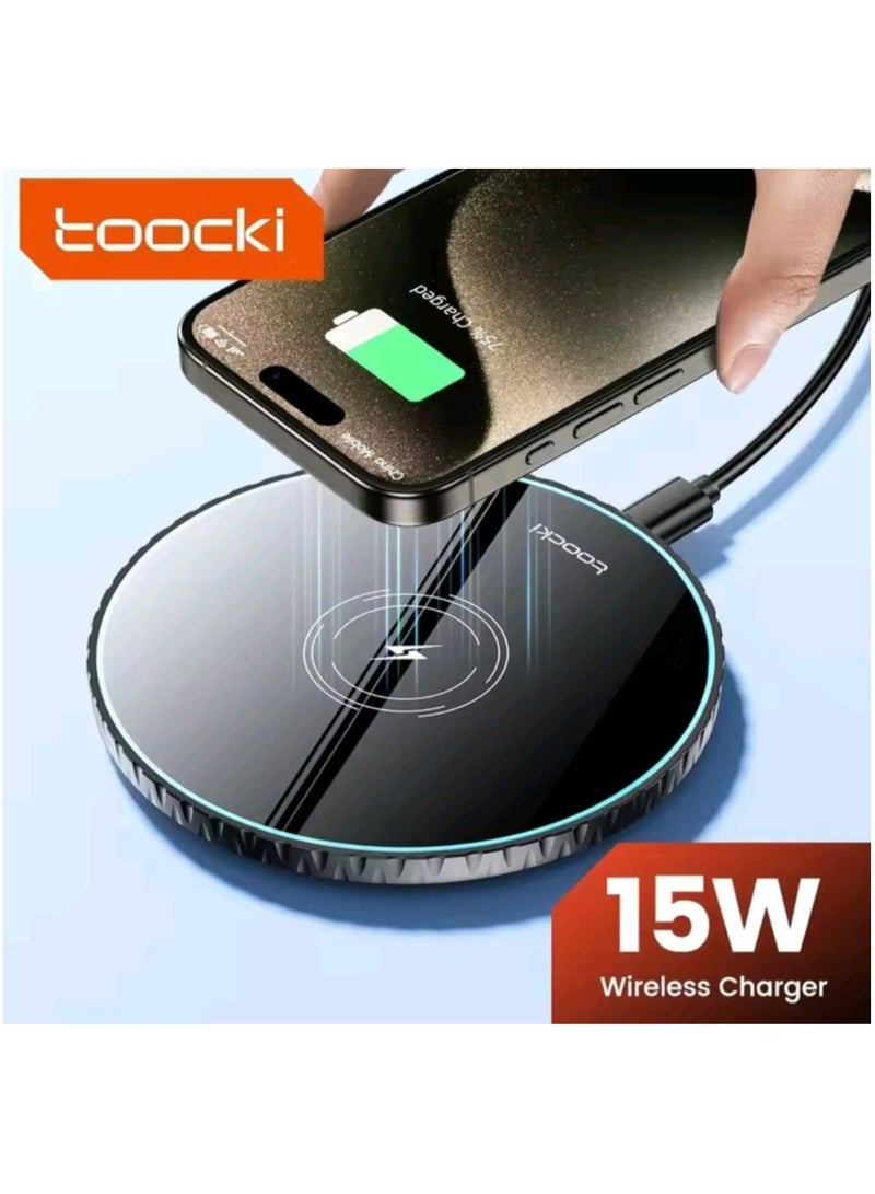 toocki *Toocki 15W Wireless Charger Pad – Fast Wireless Charging Station for iPhone, Samsung, AirPods* - Image 1