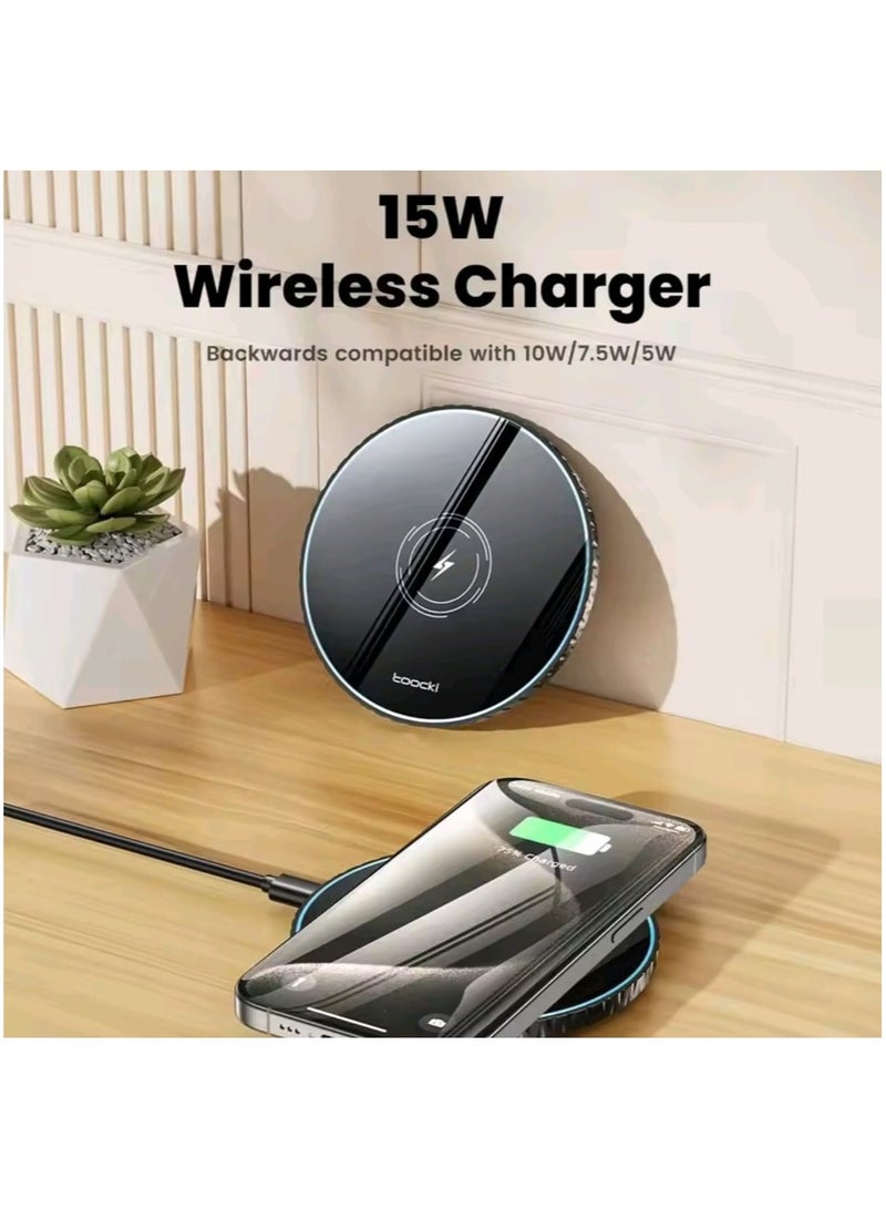 toocki *Toocki 15W Wireless Charger Pad – Fast Wireless Charging Station for iPhone, Samsung, AirPods* - Image 3