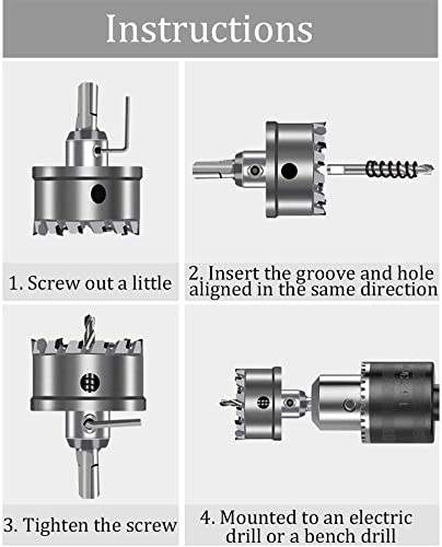 uptodateproducts 50mm TCT Hole Saw 2 Cutting Diameter Tungsten Carbide Tipped Hole Cutter Opener for Stainless Steel Metal Plate Aluminum - Image 5