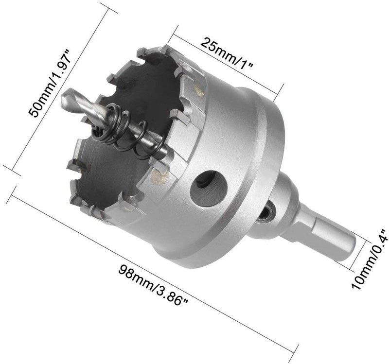 uptodateproducts 50mm TCT Hole Saw 2 Cutting Diameter Tungsten Carbide Tipped Hole Cutter Opener for Stainless Steel Metal Plate Aluminum - Image 2