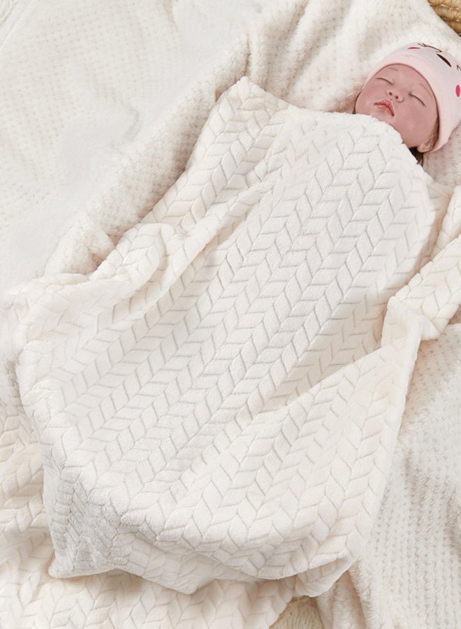 Hanayo Baby Blanket Flannel Cozy Throw Blankets for Newborn Infant and Toddler Super Soft and Warm Receiving Baby Blanket for Boys and Girls(Beige) - Image 2
