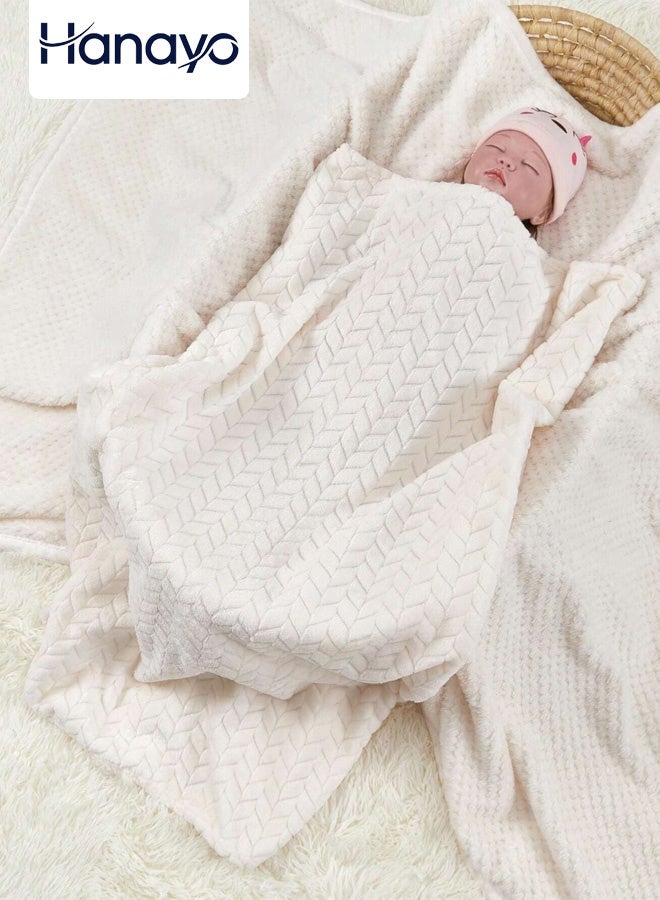 Hanayo Baby Blanket Flannel Cozy Throw Blankets for Newborn Infant and Toddler Super Soft and Warm Receiving Baby Blanket for Boys and Girls(Beige) - Image 1
