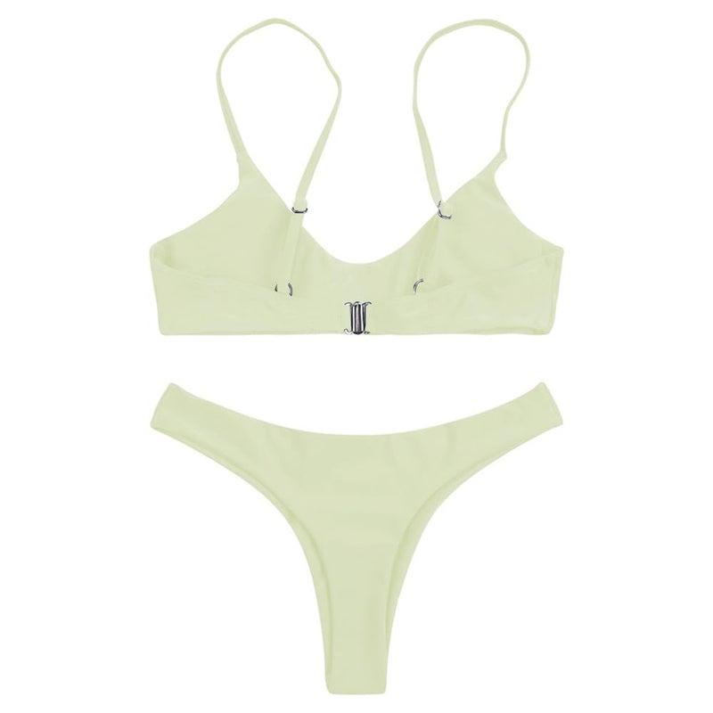 SherryDC Women's Solid Scoop Neck Push Up Padded Brazilian Thong Bikini Swimsuit - Image 4