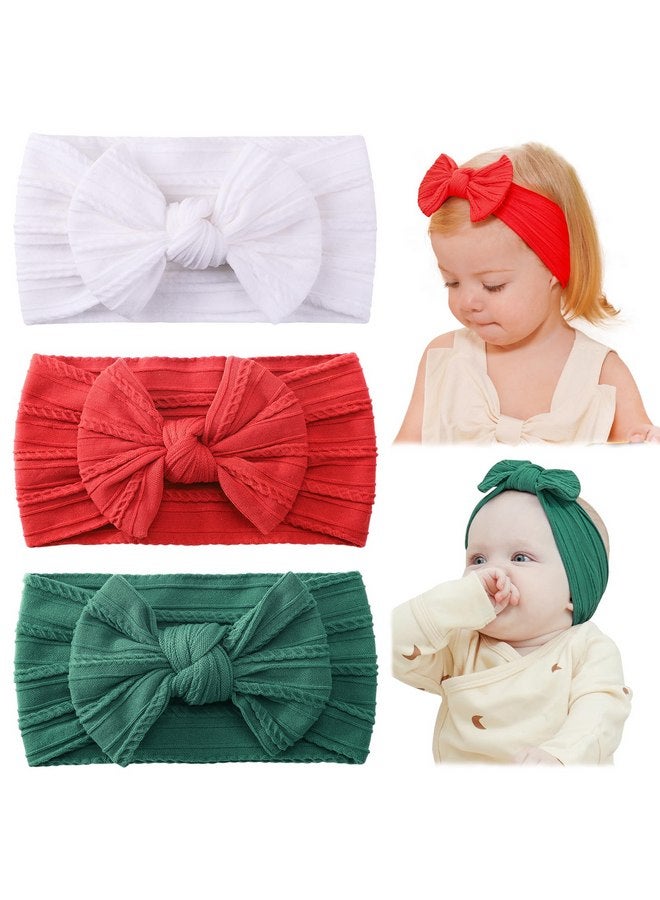 چولي بوز ربطات شعر للبنات من jollybows، ربطات شعر من النايلون، ربطات شعر للأطفال حديثي الولادة، ربطات شعر للأطفال الصغار (4- أحمر، أخضر، أبيض، عيد ميلاد سعيد) - Image 1