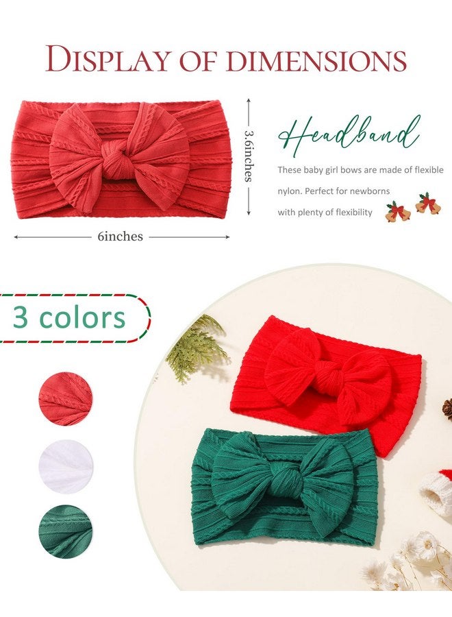 چولي بوز ربطات شعر للبنات من jollybows، ربطات شعر من النايلون، ربطات شعر للأطفال حديثي الولادة، ربطات شعر للأطفال الصغار (4- أحمر، أخضر، أبيض، عيد ميلاد سعيد) - Image 2