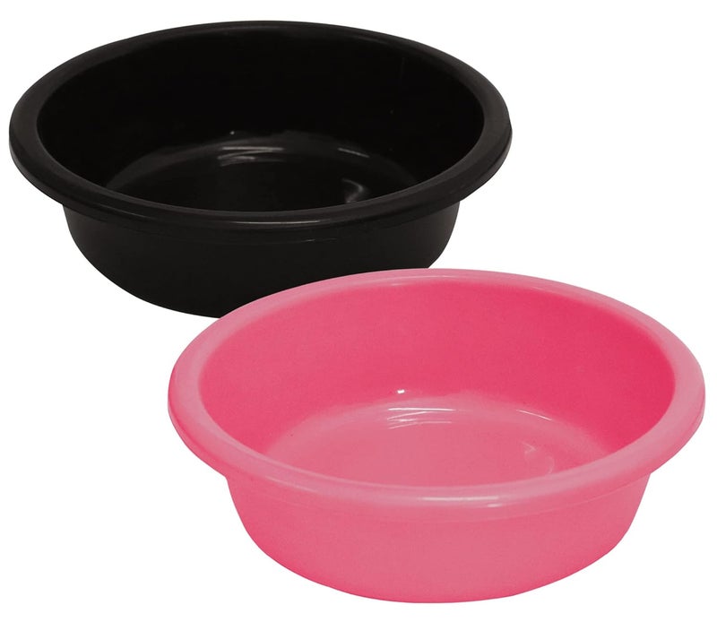 Kuber Industries Kuber Industries Multiuses Unbreakable Plastic Knead Dough Basket/Basin Bowl For Home & Kitchen 6 Ltr- Pack of 2 (Black & Pink) - Image 1