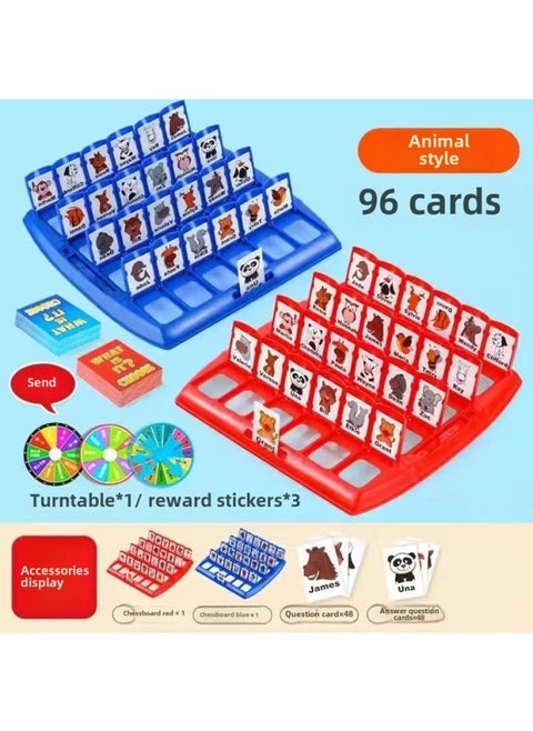 Guess Who I Am Table Game Head Card Reasoning Thinking Children's Parent-Child Interactive Game Toys Girls Wholesale-Color:Guess Who I Am 96 Cards + Punishment Plate + Storage Bag -Specifications:Parent-child Interaction, Educational Enlightenment