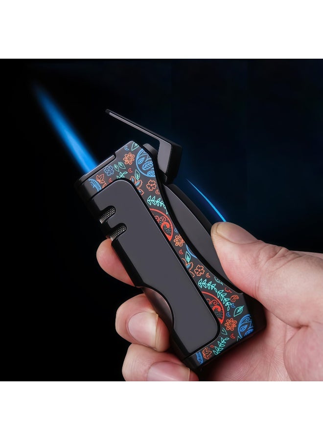 Pocket Torch Lighter, Adjustable Single Jet Blue Flame Butane Lighters Windproof Refillable Gas Lighters with Punch for Gift Grill Camping (Without Gas) - Image 2