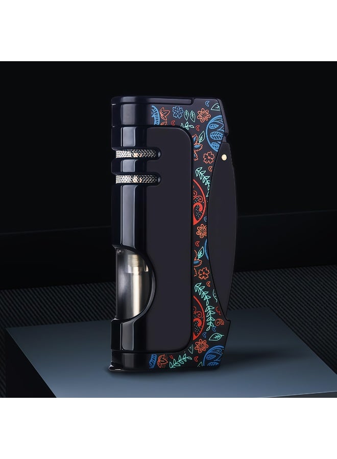 Pocket Torch Lighter, Adjustable Single Jet Blue Flame Butane Lighters Windproof Refillable Gas Lighters with Punch for Gift Grill Camping (Without Gas) - Image 3