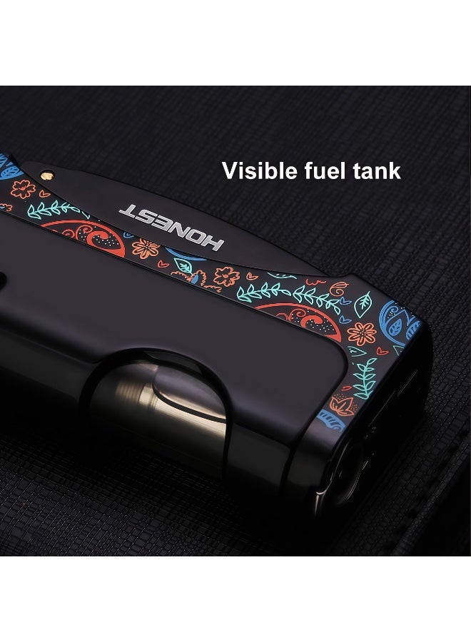 Pocket Torch Lighter, Adjustable Single Jet Blue Flame Butane Lighters Windproof Refillable Gas Lighters with Punch for Gift Grill Camping (Without Gas) - Image 5