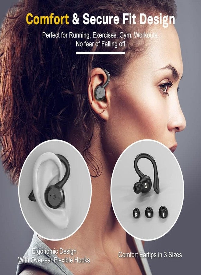 APEKX Bluetooth Headphones True Wireless Earbuds with Charging Case IPX7 Waterproof Stereo Sound Earphones Built-in Mic in-Ear Headsets for Sport Running Black - Image 3