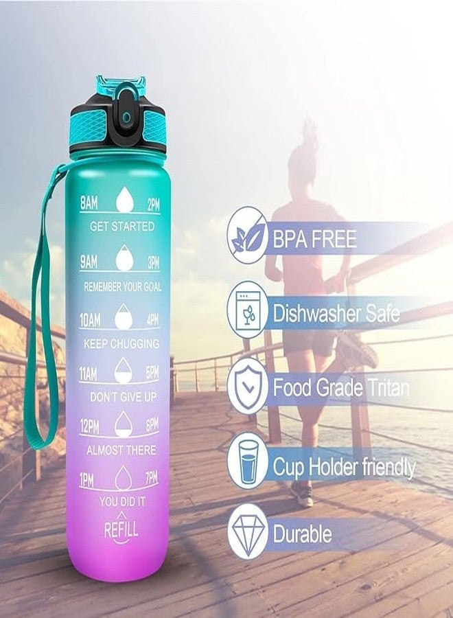 kiyasu 1 Litre Water Bottle with Straw, Time Markings Motivational Sports Water Bottle | BPA Free Tritan Leakproof Bottle for Fitness, Gym, Cycling, School, Office & Outdoor - Image 4